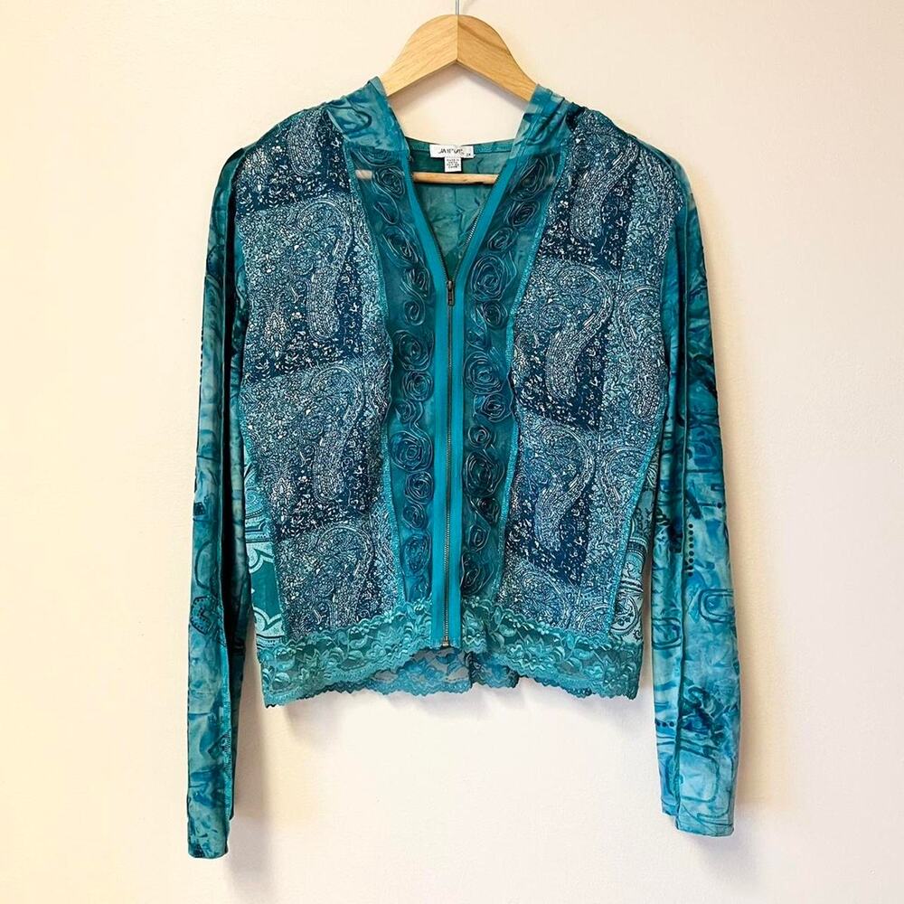 Blue paisley vintage zip up